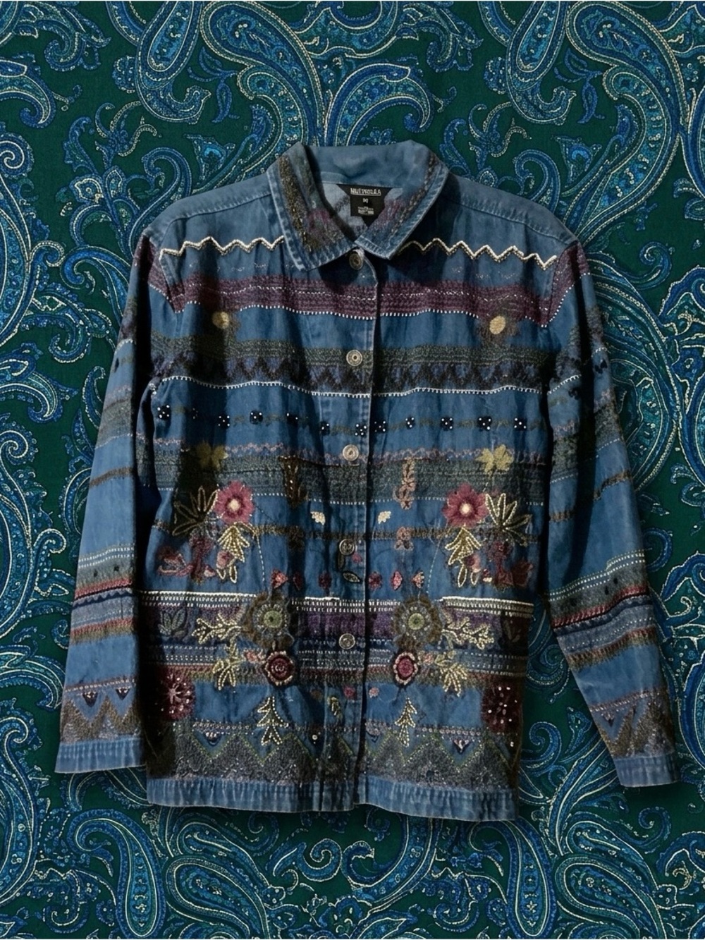 Vintage 90s Multiples Embroidered Denim Jacket